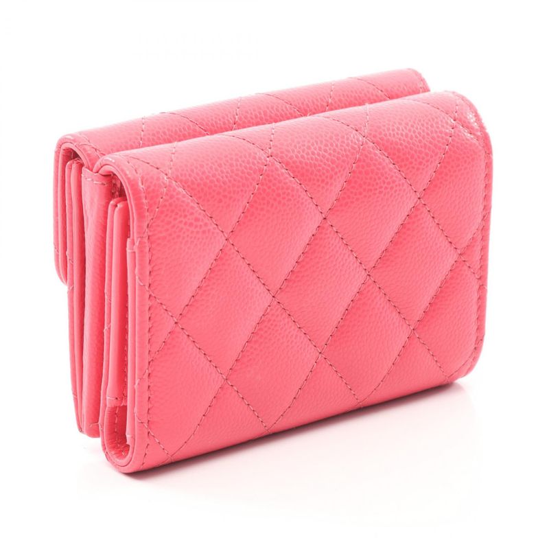 Chanel Trifold Wallet Classic Small Flap Quilted Fuchsia Pink