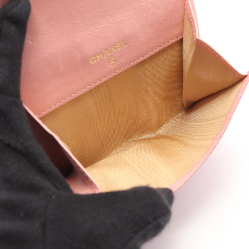 Chanel Hook Wallet CC Logo Pink Calf CC