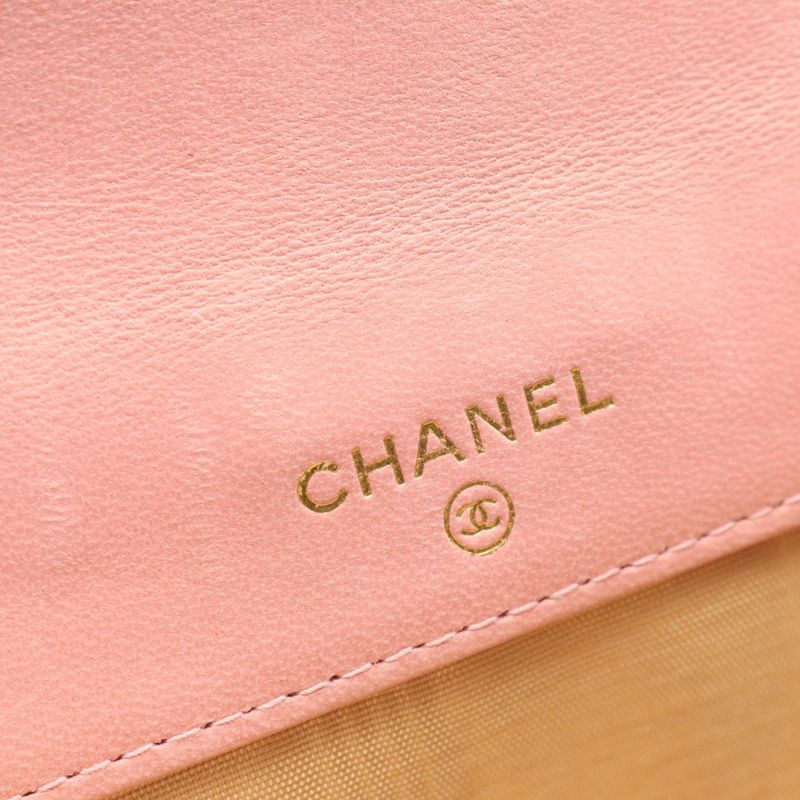 Chanel Hook Wallet CC Logo Pink Calf CC