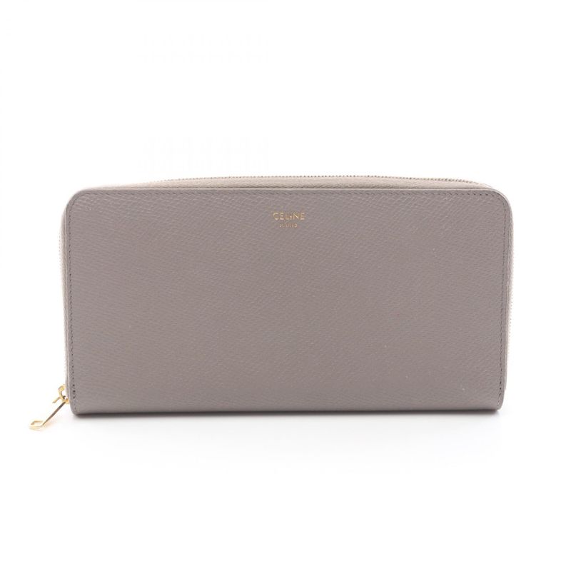 Celine Round Wallet Grey Leather