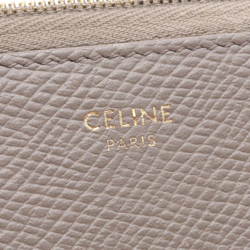Celine Round Wallet Grey Leather