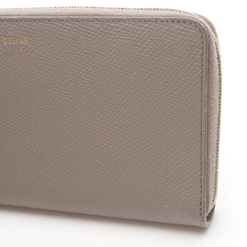 Celine Round Wallet Grey Leather