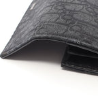 Dior Bifold Wallet Autumn Blue Jacquard Black Canvas Auction Zip Long