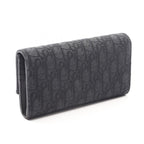 Dior Bifold Wallet Autumn Blue Jacquard Black Canvas Auction Zip Long