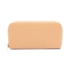 Chanel Round Wallet CC Logo Beige Calf Long