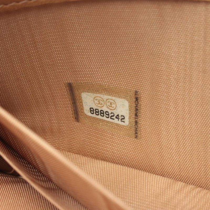 Chanel Round Wallet CC Logo Beige Calf Long