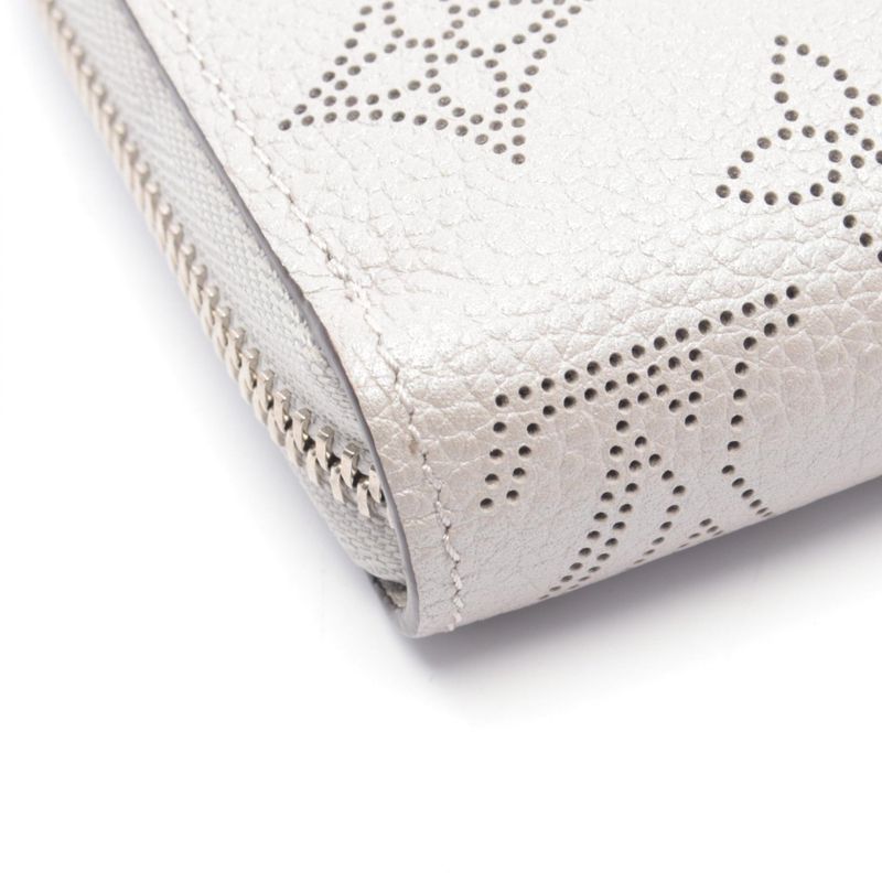 Louis Vuitton Round Wallet Zippy Silver Gray Leather Metallic