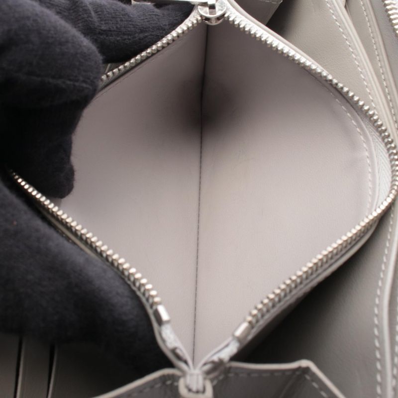 Louis Vuitton Round Wallet Zippy Silver Gray Leather Metallic