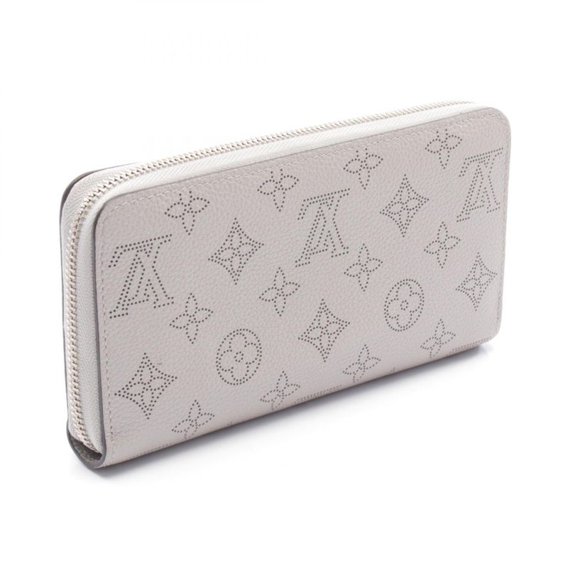 Louis Vuitton Round Wallet Zippy Silver Gray Leather Metallic