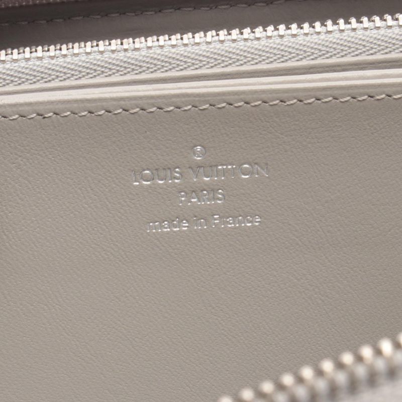 Louis Vuitton Round Wallet Zippy Silver Gray Leather Metallic