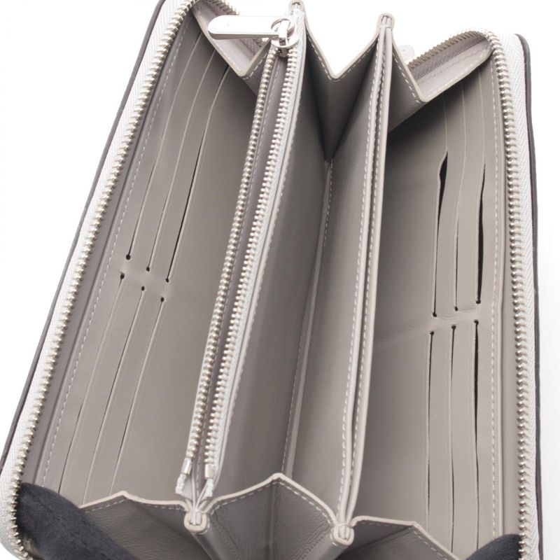 Louis Vuitton Round Wallet Zippy Silver Gray Leather Metallic