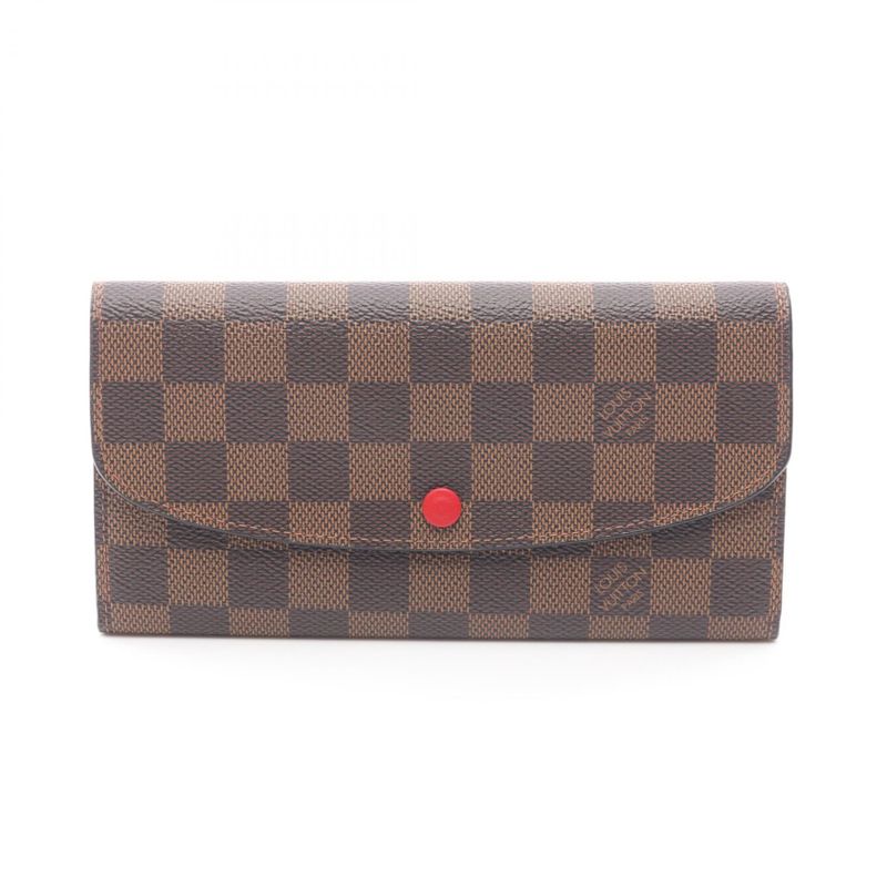Louis Vuitton Bifold Wallet Portefeuille Emily Rouge Coating Rouge Brown Red