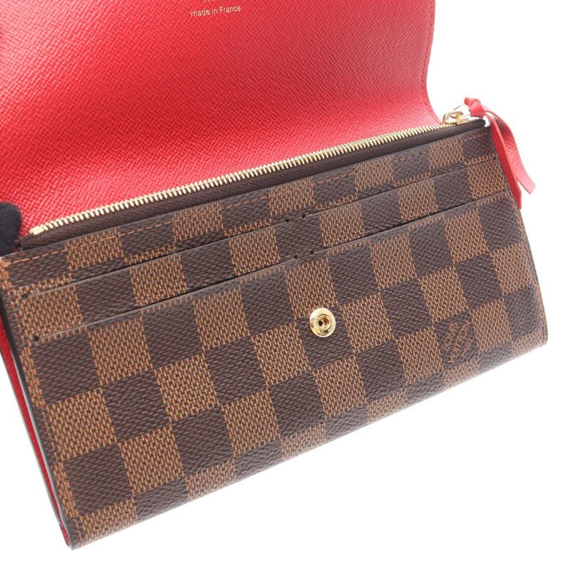 Louis Vuitton Bifold Wallet Portefeuille Emily Rouge Coating Rouge Brown Red