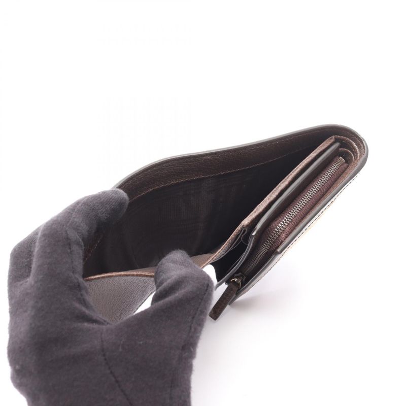 Gucci Bifold Wallet Bambu Jumbo GG Beige Dark Brown Canvas Leather