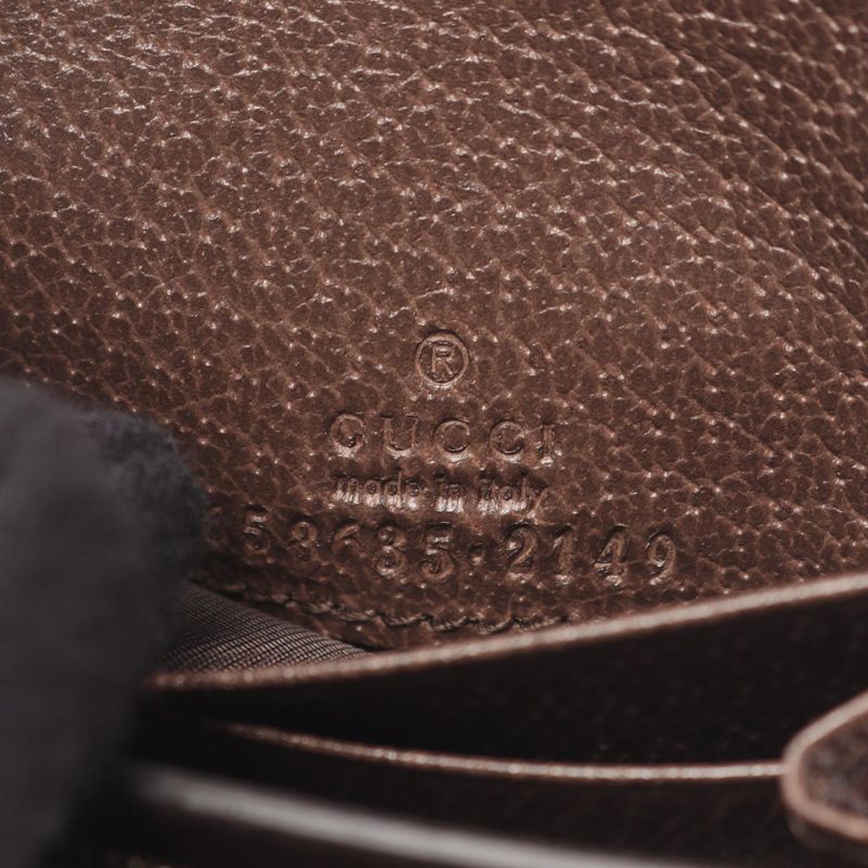 Gucci Bifold Wallet Bambu Jumbo GG Beige Dark Brown Canvas Leather