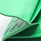 Bottega Veneta Bifold Wallet Intrecciato Green Leather Zip