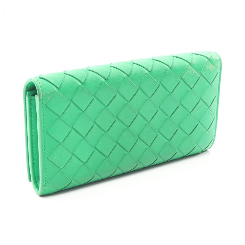 Bottega Veneta Bifold Wallet Intrecciato Green Leather Zip