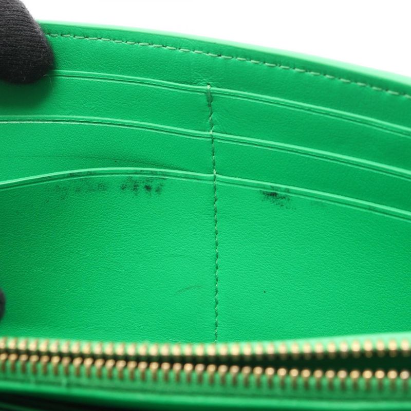 Bottega Veneta Bifold Wallet Intrecciato Green Leather Zip