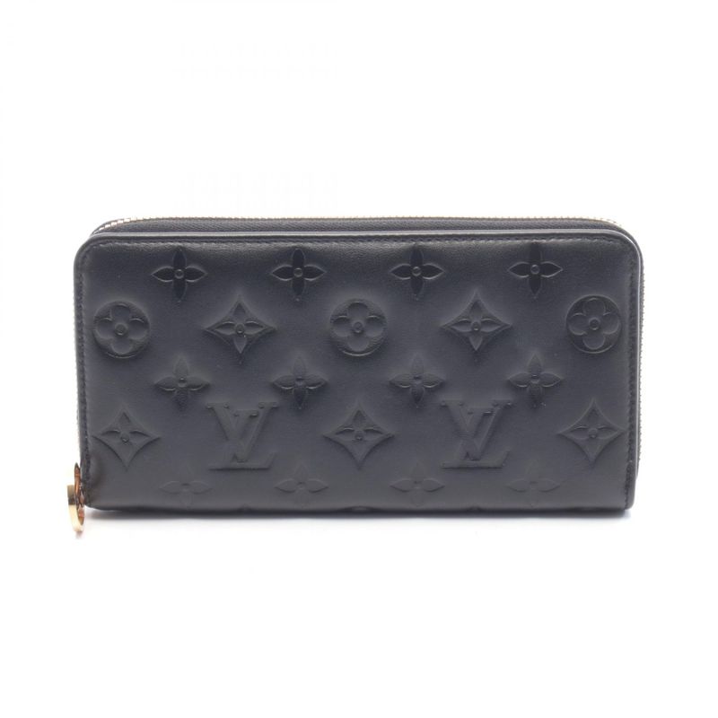 Louis Vuitton Round Wallet Zippy Noir Black Leather Wal