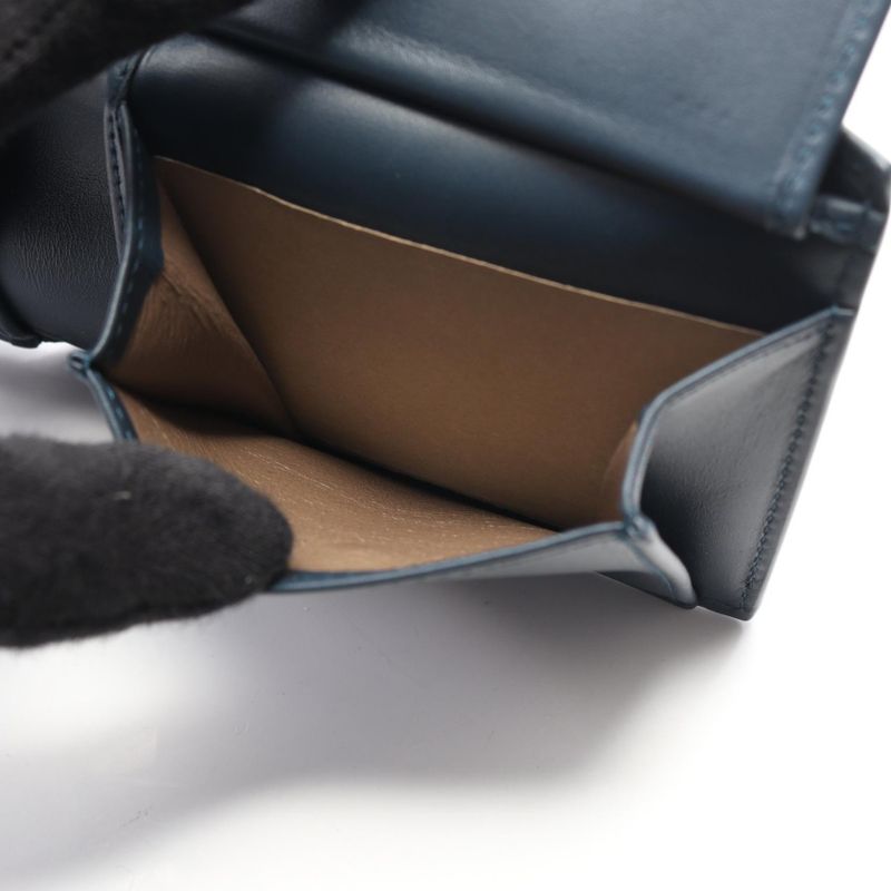 Bottega Veneta Bifold Wallet Intrecciato Navy Leather
