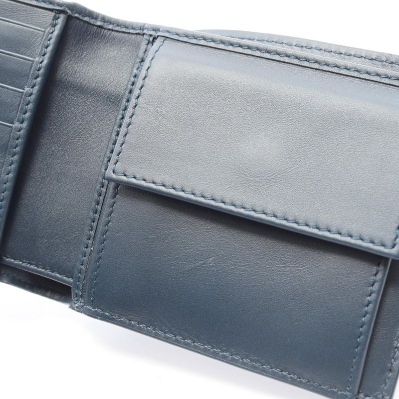 Bottega Veneta Bifold Wallet Intrecciato Navy Leather