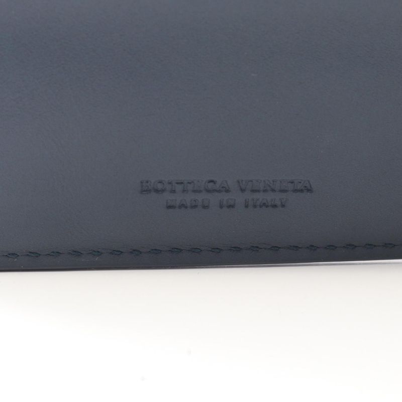 Bottega Veneta Bifold Wallet Intrecciato Navy Leather