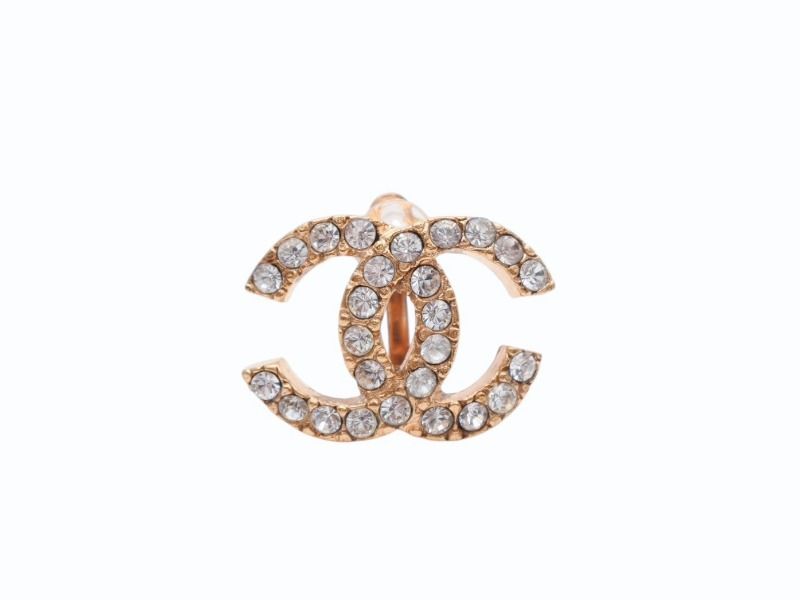 Chanel CC Logo Earrings Rhinestone Gold Color 02 — view 3