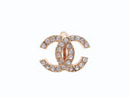 Chanel CC Logo Earrings Rhinestone Gold Color 02 — view 3