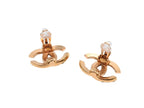 Chanel CC Logo Earrings Rhinestone Gold Color 02 — view 7