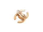 Chanel CC Logo Earrings Rhinestone Gold Color 02 — view 6