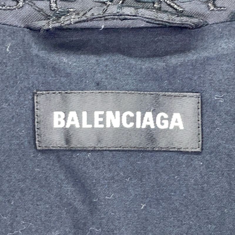Balenciaga Black Logo Embroidery Long Carcoat 46 Jacket