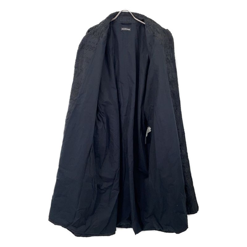 Balenciaga Black Logo Embroidery Long Carcoat 46 Jacket
