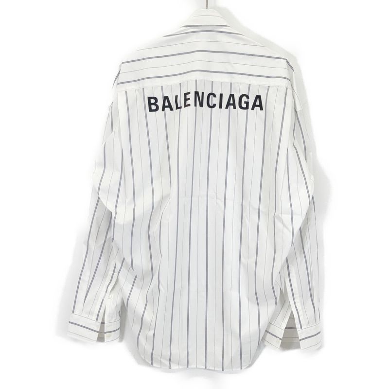 Balenciaga Made White Stripe Button Down Long Sleeve Shirt 34
