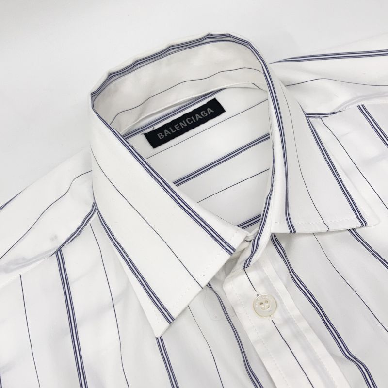 Balenciaga Made White Stripe Button Down Long Sleeve Shirt 34