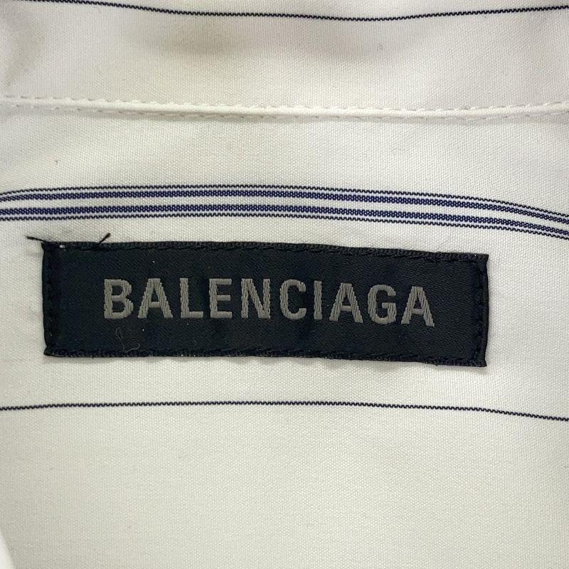 Balenciaga Made White Stripe Button Down Long Sleeve Shirt 34
