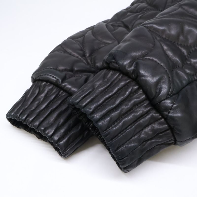 Louis Vuitton Et7 Monogram Flower Quilted Lamb Leather Jacket ) Black