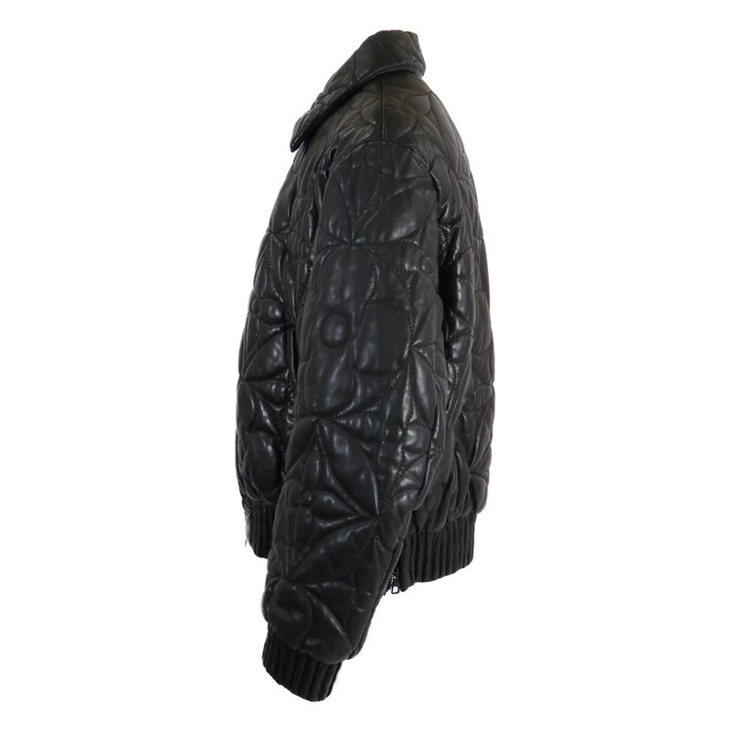 Louis Vuitton Et7 Monogram Flower Quilted Lamb Leather Jacket ) Black