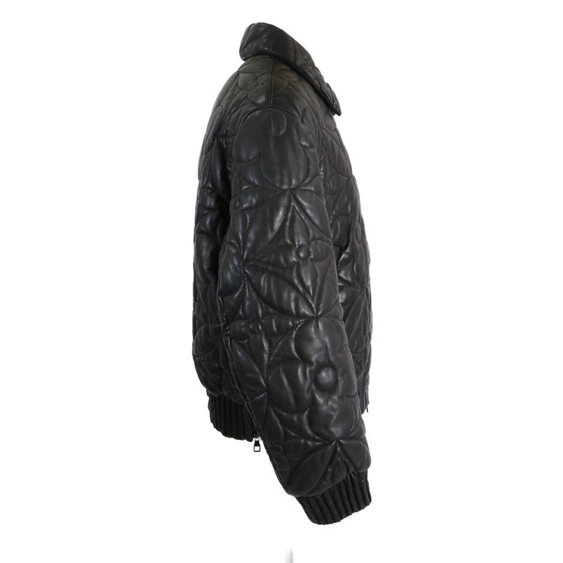 Louis Vuitton Et7 Monogram Flower Quilted Lamb Leather Jacket ) Black
