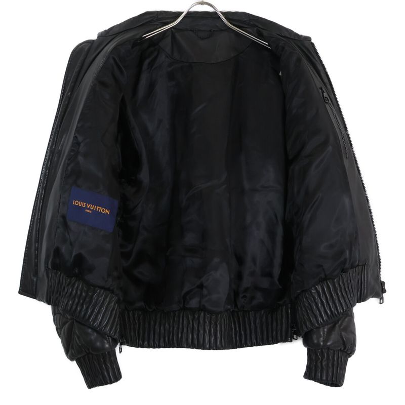 Louis Vuitton Et7 Monogram Flower Quilted Lamb Leather Jacket ) Black