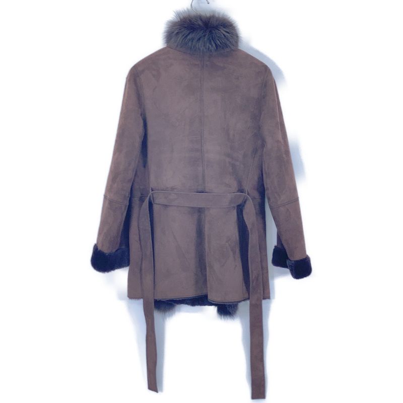 Loewe Brown Fox Fur Real Sheepskin Mouton Coat 38