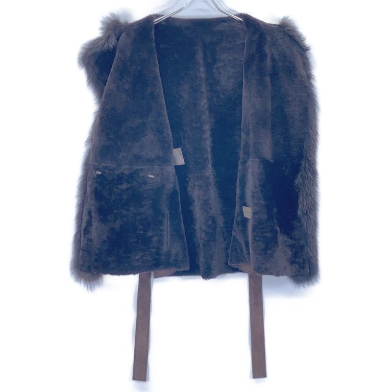 Loewe Brown Fox Fur Real Sheepskin Mouton Coat 38