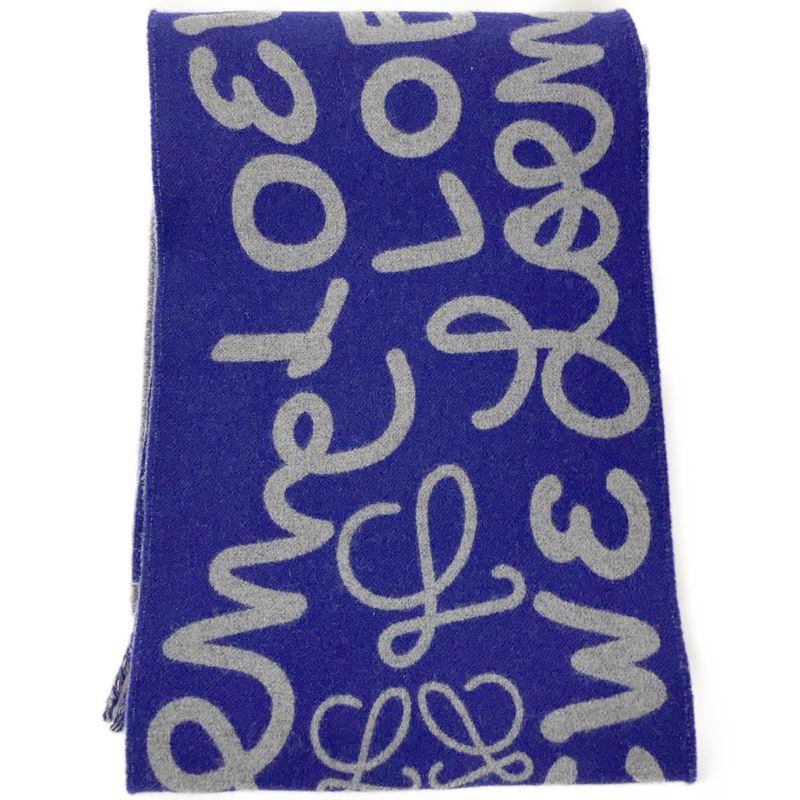 Loewe Wool Cashmere Scarf ) Blue Gray