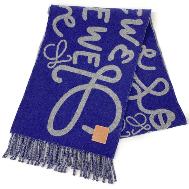 Loewe Wool Cashmere Scarf ) Blue Gray