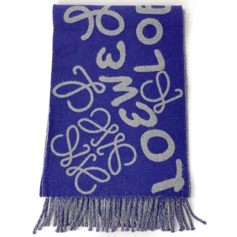 Loewe Wool Cashmere Scarf ) Blue Gray