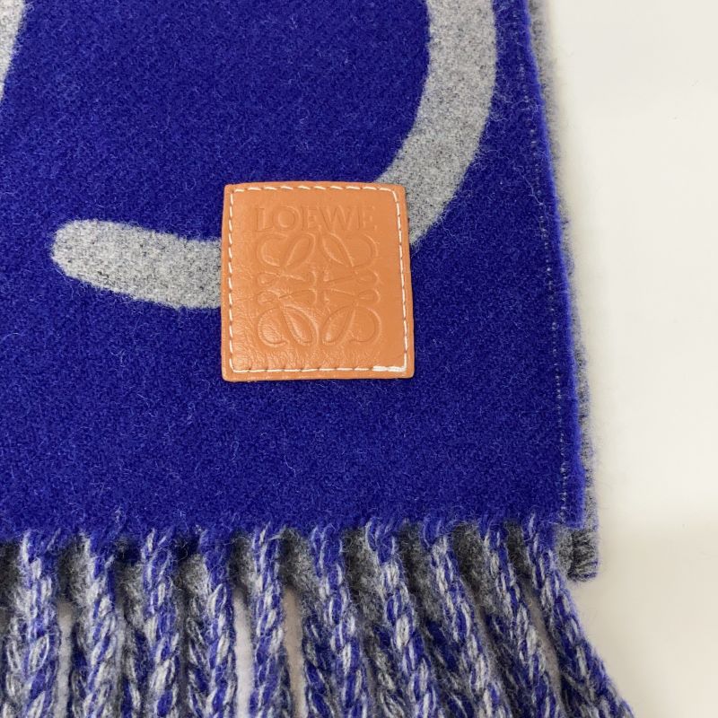 Loewe Wool Cashmere Scarf ) Blue Gray