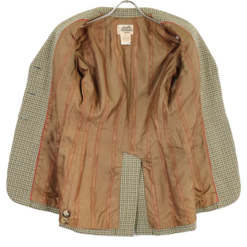 Hermes Cashmere Blend Wool Single Jacket 36 ) Green