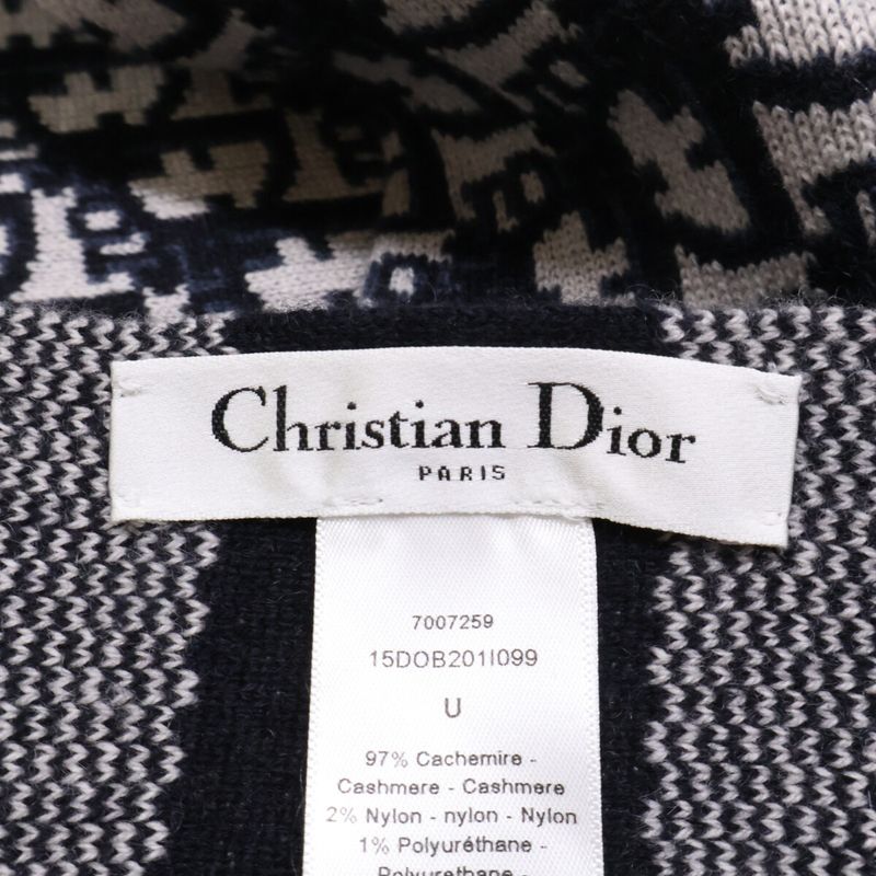 Dior Cashmere Blend Black Pattern Scarf ) Navy