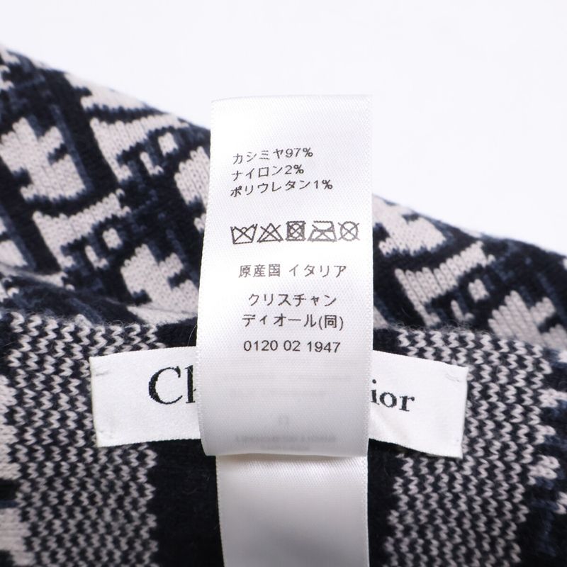 Dior Cashmere Blend Black Pattern Scarf ) Navy