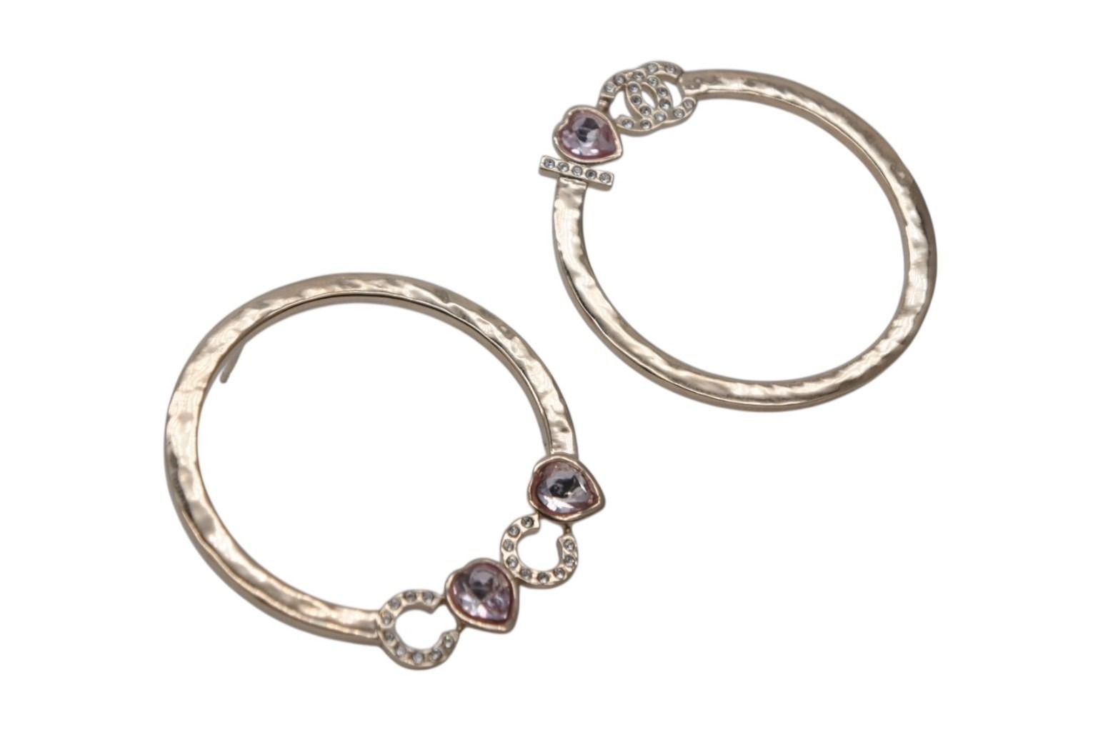 Chanel I Love Coco Heart Stone Earrings Metal Rhinestone Gold — view 6