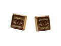 Chanel CC Logo Square Earrings 03 Metal Resin Gold